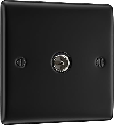 BG Electrical Nexus Metal Single Co-Axial Socket Matt Black TV Aerial Radio Plug