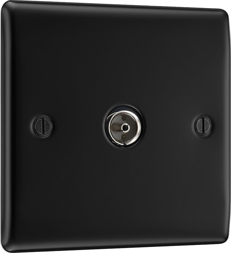BG Electrical Nexus Metal Single Co-Axial Socket Matt Black TV Aerial Radio Plug
