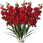 ICBOX 6PCS Long Stem Artificial Delphinium Flowers 35.43'' Hyacinth Artificial Flower Silk Flowers for Wedding Party Table Centerpieces Home Decor(Red)
