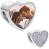 Edgahisme Custom Photo Charms for Bracelets Sterling Silver Personalized Picture Heart Beads for Bracelets Necklace Lovely Pet Dog Charms Ideal Gift for Loved Ones