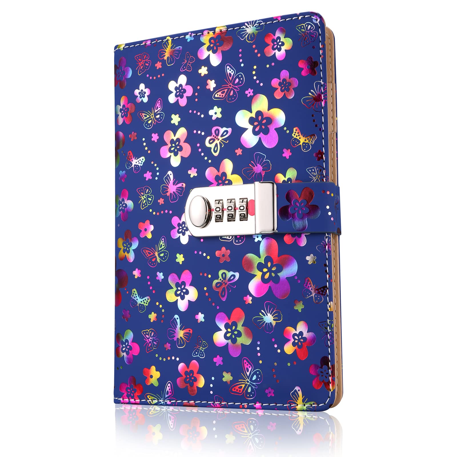 SOUHE A5 Stylish Flower Journals Notebook Personal Daily Record Notepad with Lock Password for Girls Travel