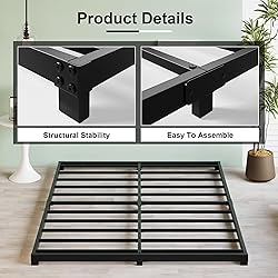 Fly-CTsoar 3 Inch Low King Bed Frame Heavy Duty