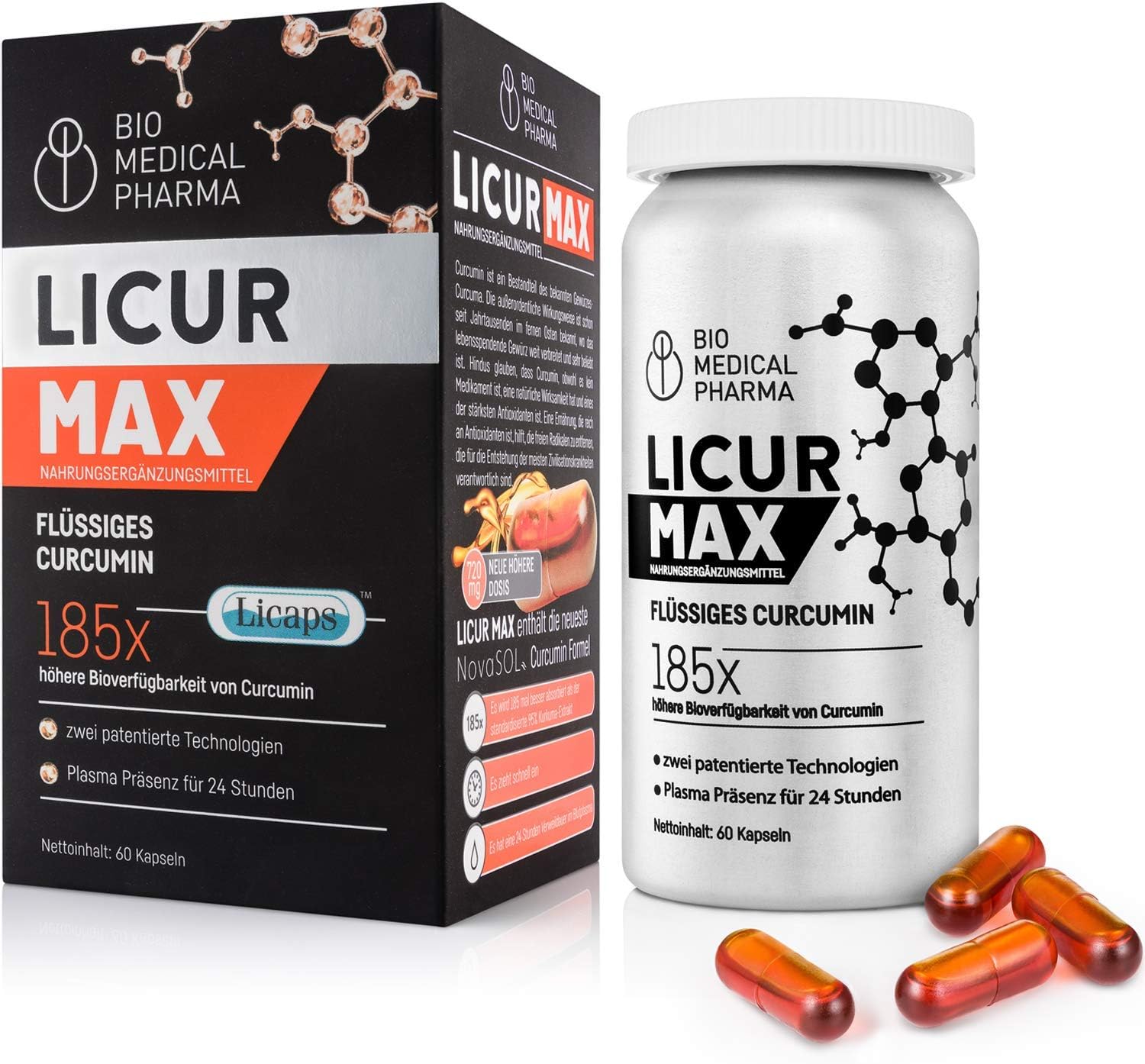 Turmeric capsules 185 x Higher Bioavailability NovaSOL® Turmeric High Dose 670 mg 1 Capsule