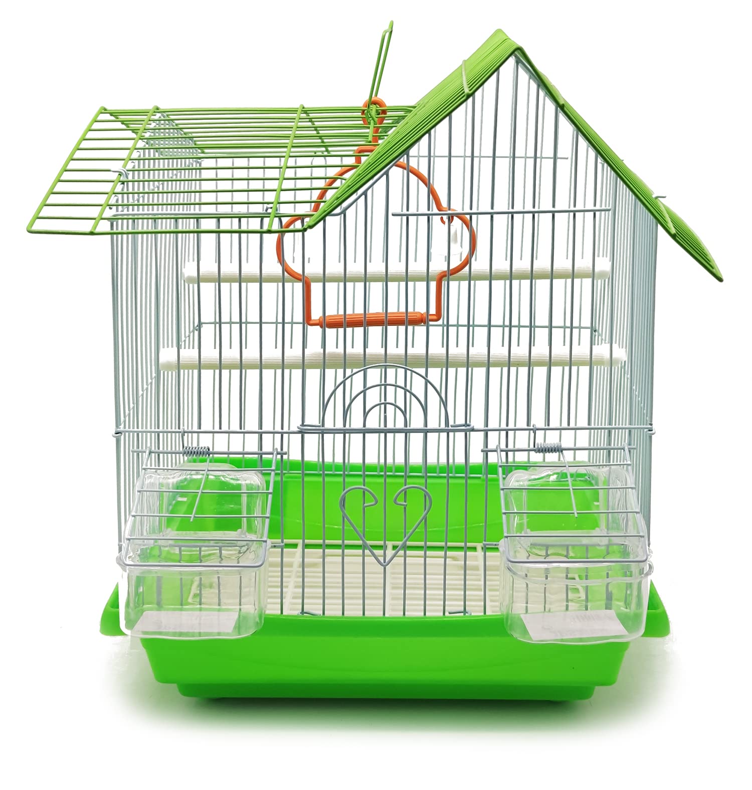 BPS Bird Cage Metal Small Cage with Food Bowl and Drinking Bowl Bucket Swing Random Colour 30 x 23 x 39 cm BPS-1164
