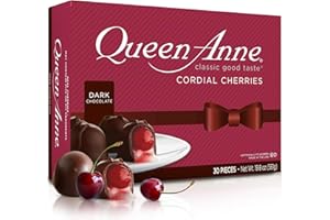 Queen Anne Dark Chocolate Covered Cordial Cherries | 19.8 oz | 30 Piece Gift Box | Whole Maraschino Cherry Creamy Filled Liquid Center | Holiday Party Chocolate Candy
