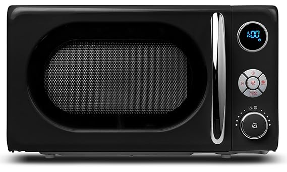 MEDION MD 18028 Mikrowelle (800 Watt, Grillfunktion 1.000 Watt, 20L Garraum, 8 Automatikprogramme, LED-Display, Retro-Design)