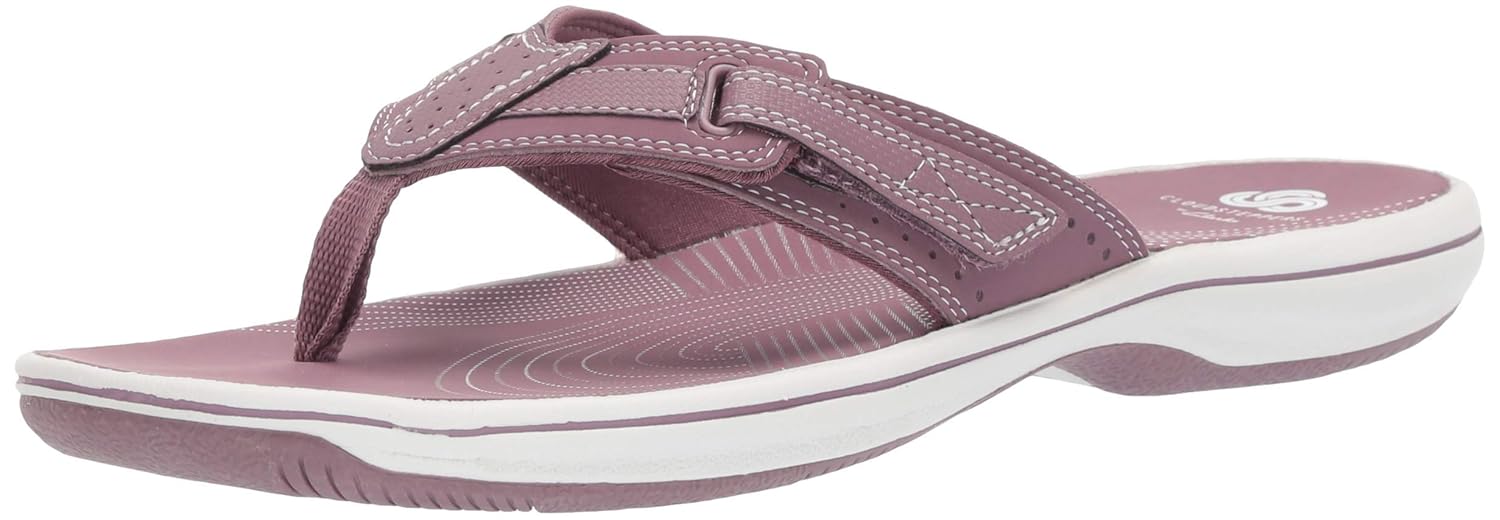 clarks flip flops womens purple