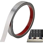 Lunghaa Peel and Stick Metal Finish Molding Trim, Stainless Steel Strip for Wall, Mirror Frame, Fireplace and Craft Decoration (Brushed Silver, 19.7 ft x 0.6 in)