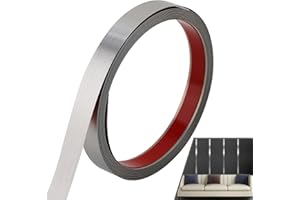 Lunghaa Peel and Stick Metal Finish Molding Trim, Stainless Steel Strip for Wall, Mirror Frame, Fireplace and Craft Decoration (Brushed Silver, 19.7 ft x 2 in)