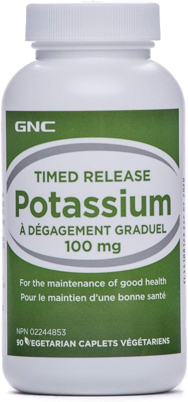 GNC Timed Release Potassium 100mg, 90 Caplets, Maintains Good Health Amazon.ca Health