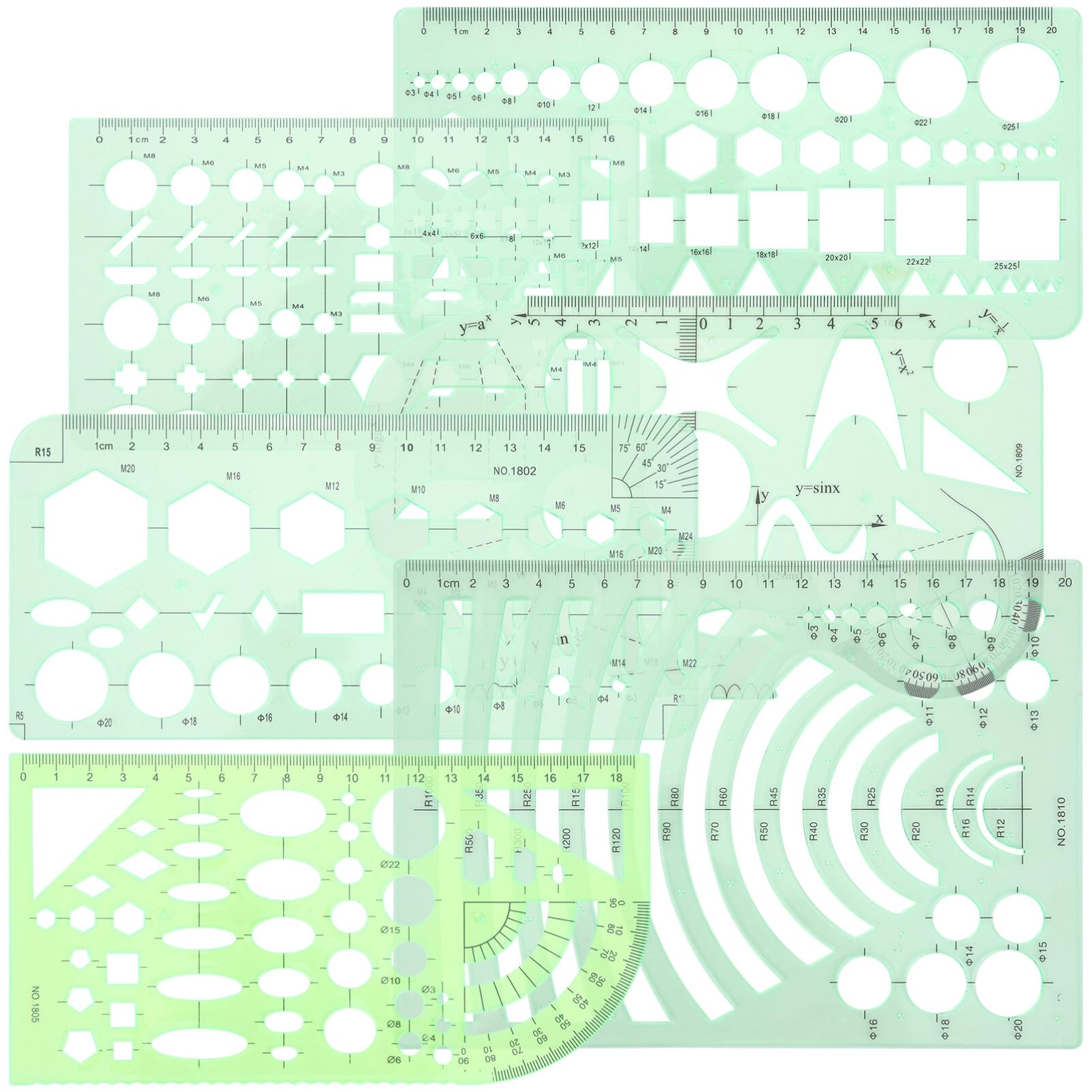 Operitacx Geometric Ruler Circle Template Drafting Tools for Drawing Architecture Plastic Template Tool Architect Scale Ruler for Geometric Stencils Crafts
