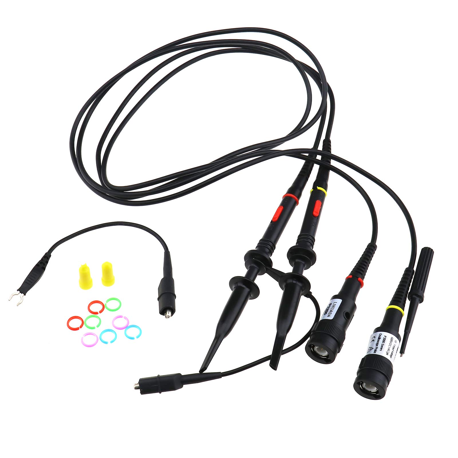 2Pcs P2200 Oscilloscope Scope Clip Probe Tester High Precision Probe Test Lead Kit 200MHZ