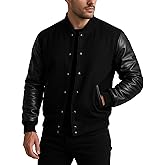 SpazeUp Letterman Jacket Men College Baseball Bomber Jacket | Wool + Faux Leather Letterman Jacket Men