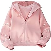 Verdusa Girls Zip Up Hoodie Long Sleeve Jacket Bow Outfits Hoodies Fleece Jacket Tween Girls Trendy Clothes