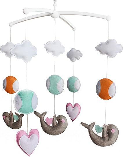 Amazon 手作りのベビーベッドベルソフトミュージック付きかわいいミュージカルモバイル 魚 ベッドメリー モビール ベビー マタニティ 通販