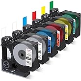 Anycolor 6-Pack Replace for Dymo D1 Label Tape 1/2" dymo Label Maker Refills D1 45013 45010 45016 45017 45018 45019 for LabelManager 160 280 PnP 360D 210D 420P COLORPOP Labeler, 12mm x 7m