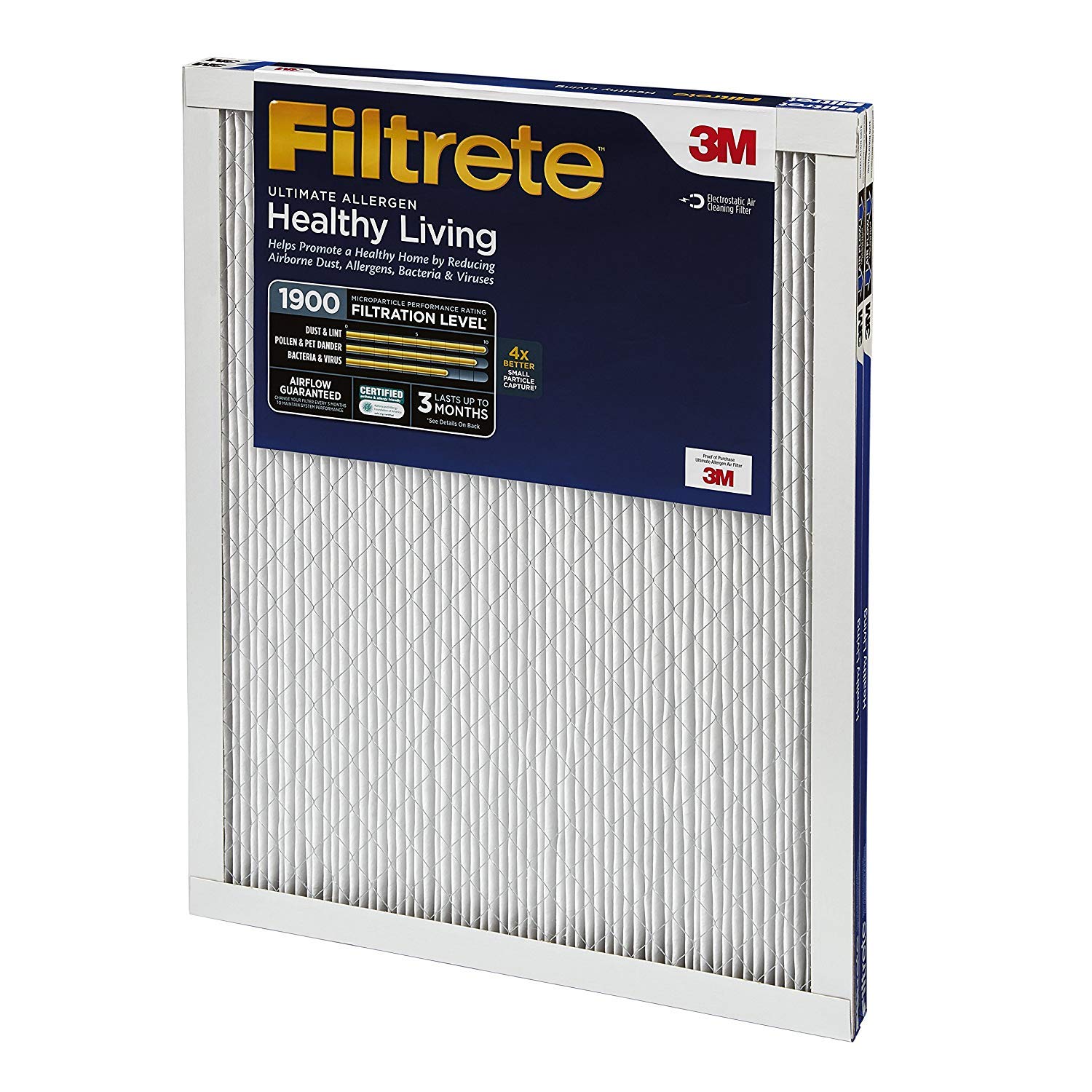 Filtrete MPR 1900 14x25x1 AC Furnace Air Filter, Healthy Living Ultimate Allergen, 2-Pack