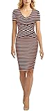 Mmondschein Women Short Sleeve Striped Wear to Work