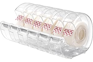 Amazon Basics Tape Dispenser with Refill Rolls - 3/4" x 650" (18 yds), 6 Pack, Matte Finish