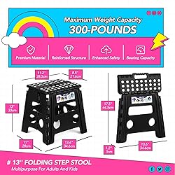 Delxo Folding Step Stool 13 Inch 2 Pack, Black