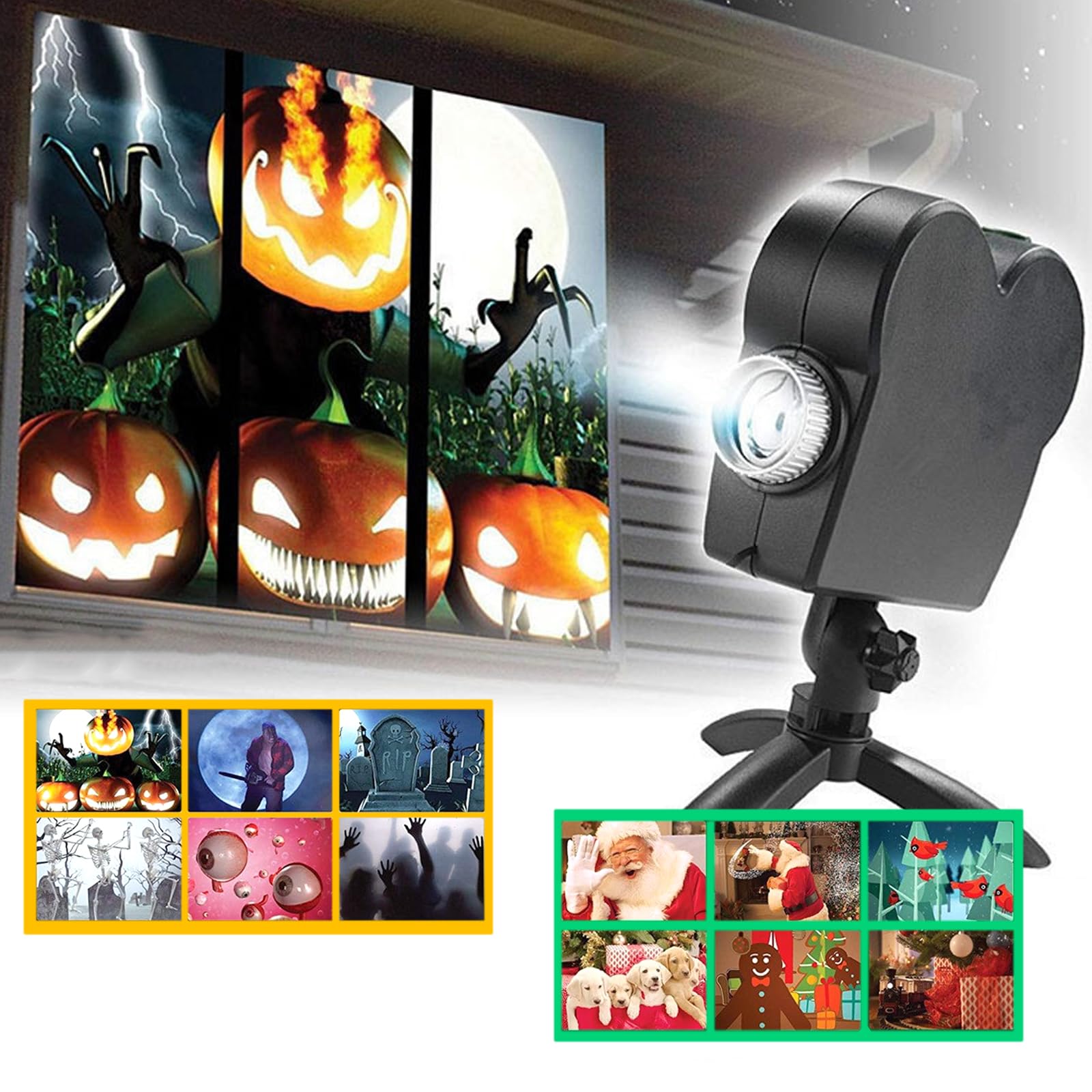 Photo 1 of Halloween Window Decoration,Halloween Projector Decoration, Outdoor Waterproof Halloween Projector Lights for Halloween Home Show Christmas Movies Party Decorations