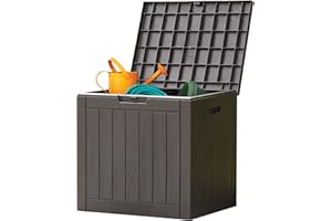 Sweetcrispy Deck Box with 31 Gallon Capacity, Weatherproof Resin Lockable Outdoor Storage for Secure Package Deliveries and Indoor Storage in Garden or Patio, Backyard