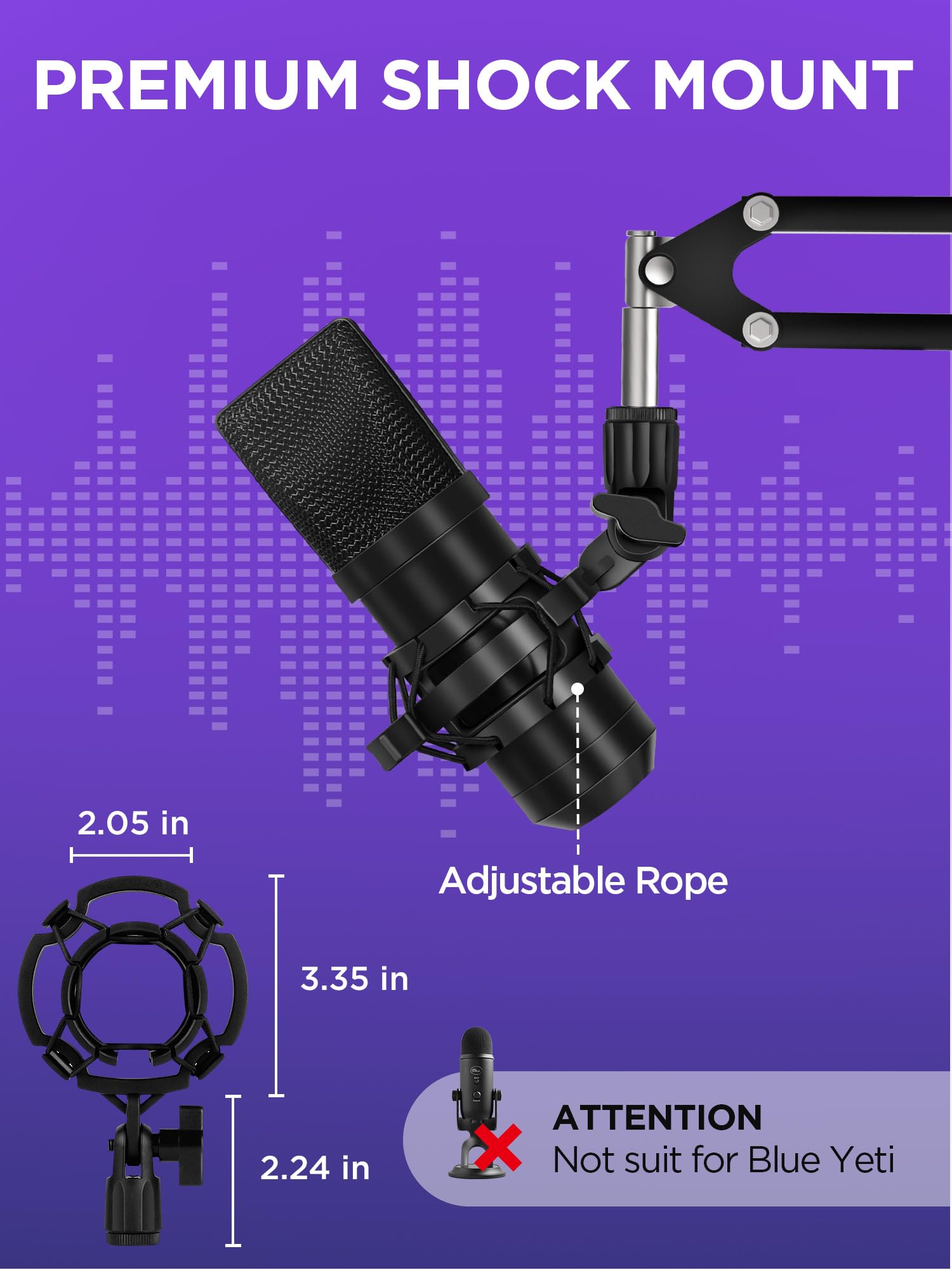InnoGear Microphone Stand Mic Boom Arm for Blue Yeti HyperX QuadCast S SoloCast Snowball Fifine K669B and other Mic, with Shock Mount Windscreen Pop Filter Mic Clip Holder Cable Ties, Medium