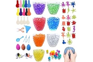 Lelix 70,000+ Water Beads, 5 Packages with 7 Colors Jelly Sensory Growing Beads