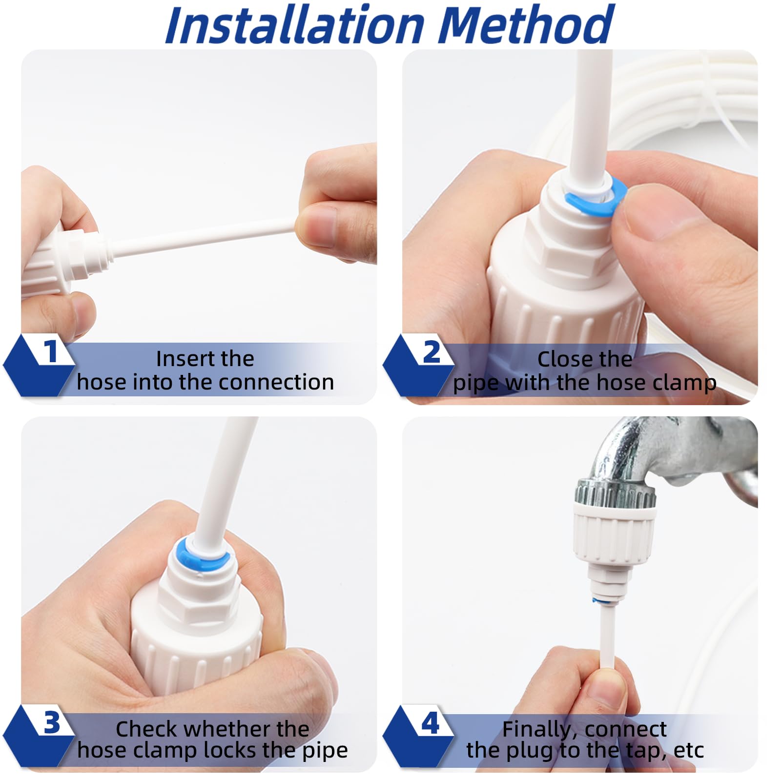 AMZSKU 15m Wasserzulaufleitung Universal Anschluss-Set für Kühlschrank Side by Side. Kühlschrankschlauch, Wasserschlauch 6,35mm(1/4") 5