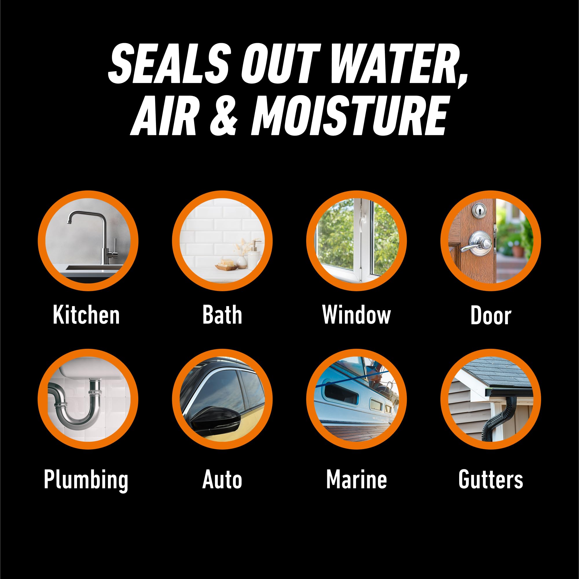 Gorilla Waterproof Caulk & Seal Silicone Sealant, 10oz Cartridge (Pack of 1) - White Caulking Sealant for Kitchen, Window, Bath, Marine, Door and More