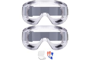 AirGearPro Vision-1000 Anti-Fog Safety Goggles | Impact Resistant Protective Goggles | ANSI Z87.1 Work Goggles for Painting, Sanding, Dust, Woodworking, Construction, Chemistry, Laboratory (2 Pack)