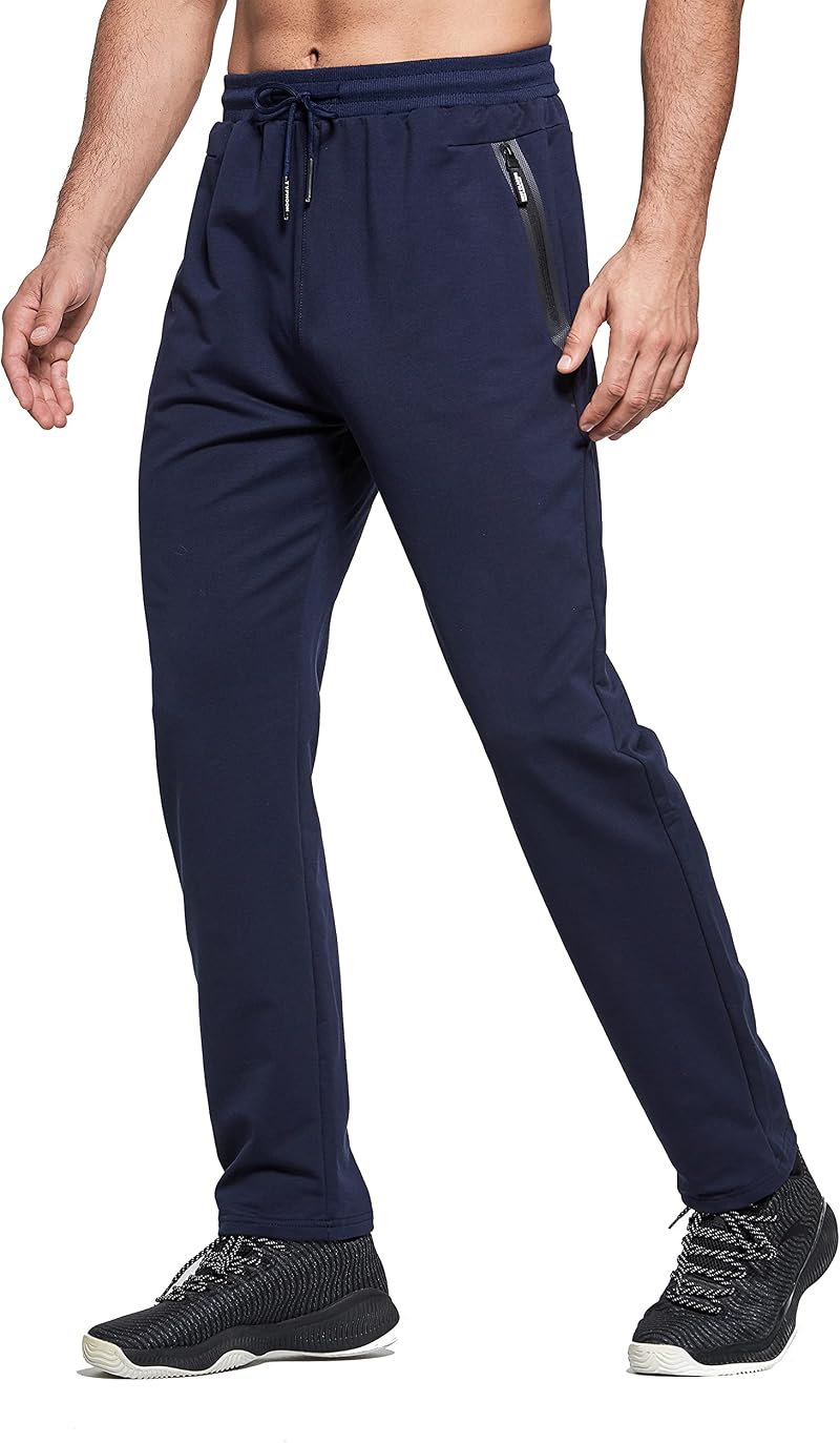 HCSS Mens Joggers Tracksuit Bottoms Navy Size L with Zip Pockets Elastic Waist
