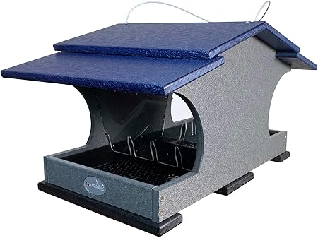Amazon Com Jcs Wildlife Large Poly Hopper Bird Feeder Blue Gray