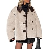 Tankaneo Womens Faux Fur Jackets Warm Winter Casual Button Down Stand Collar Long Sleeve Shaggy Outwear Coats