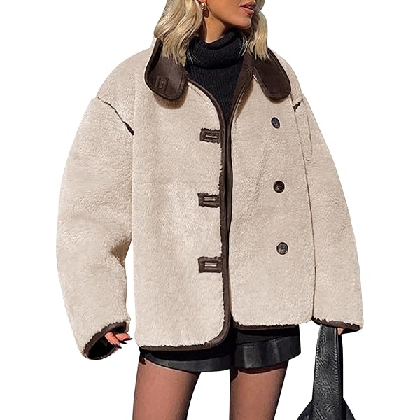 Tankaneo Womens Faux Fur Jackets Winter Trendy Sherpa Moto Leather