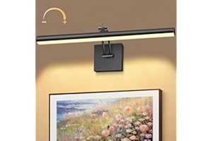 THECHAM Hardwired LED Picture Lights for Wall Paintings, Cordless 16.5" Art Wall Light, 12W(75W Eqv) 980Lumens Brightness Adjustable, Mirror Frame Dartboard Gallery Display Lights Rotatable Arm