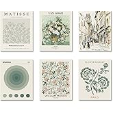 Habseligkeit Sage Green Master Wall Art Prints, Abstract Matisse Wall Art Exhibition Posters, Vintage Art Boho Art Prints, Retro Room Decor for Aesthetic Bedroom(11x14inch, Unframed