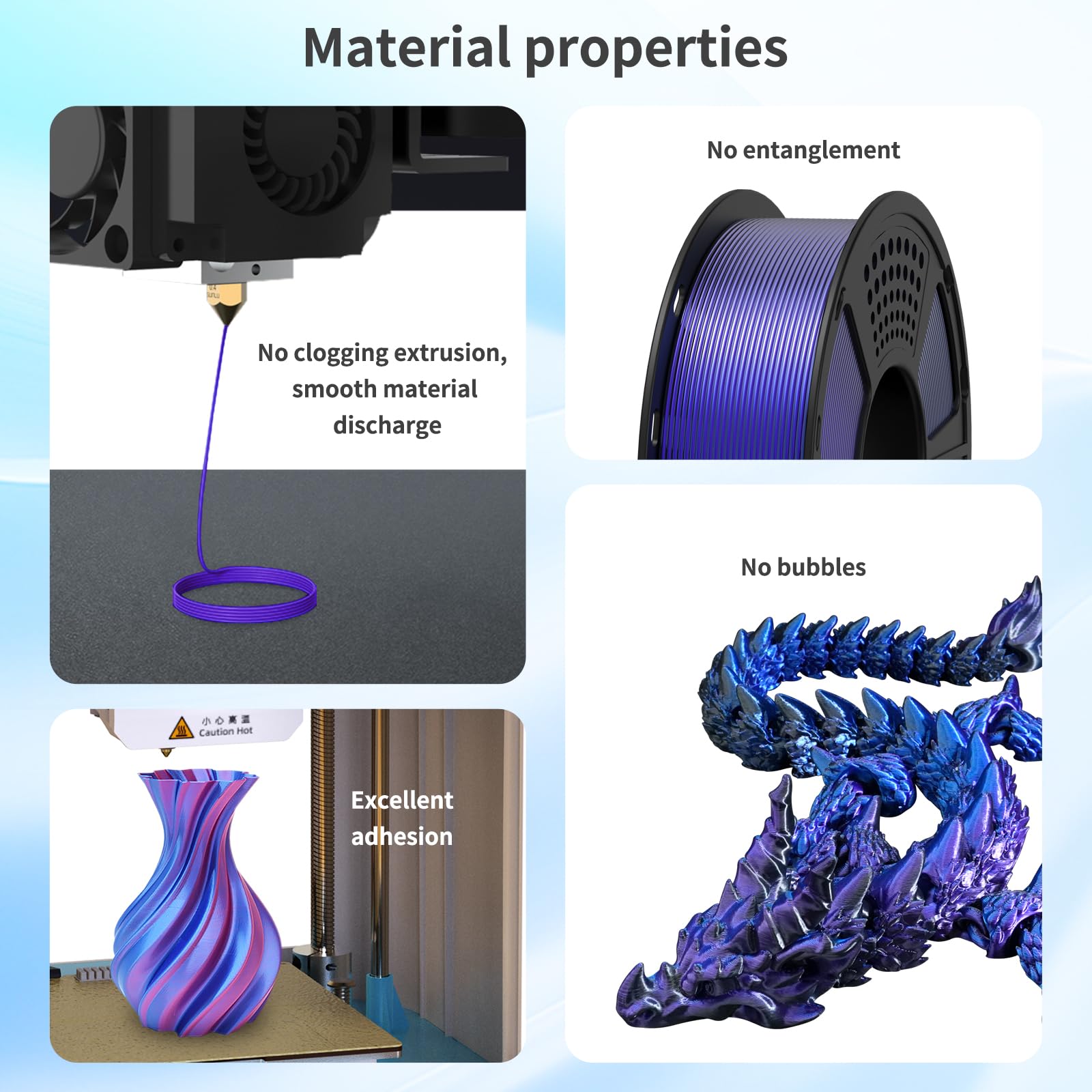 GIANTARM Dual Silk PLA Filament 1.75 mm, 3D Drucker PLA Silk Filament 1 kg/Spule, zweifarbig Rot+Schwarz 3