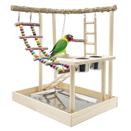 Hamiledyi Bird Playground Parrots Wood Perch Stand Cockatiel