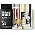 Liquitex BASICS Acrylic Paint Set, 6 x 22ml (0.74-oz) Tube Paint Set, Metallic & Iridescent