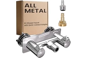 Terapaton All Metal Shower Faucet with Quick Connect for RV - Metal Camper Shower Faucet Replacement, RV Shower Valve with Quick Connect, Chrome Exterior Faucet Sprayer for RV or Camper