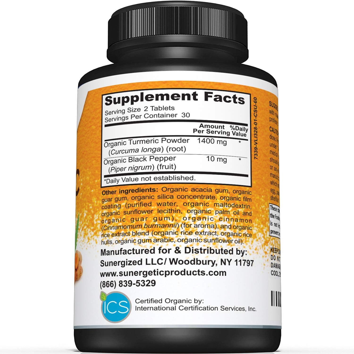 USDA Certified Organic Turmeric Supplement – Includes Organic Turmeric & Organic Black Pepper – 1,400mg of Turmeric per Serving – 60 Turmeric Tablets: Health & Personal Care