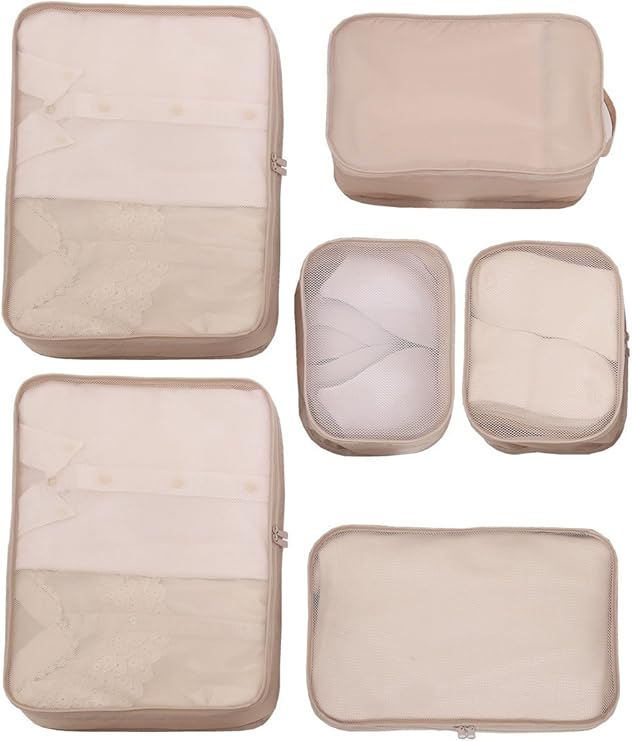 JJ POWER Lightweight Travel Packing Cubes -Multi function, Durable 6 Piece (Cream) best packing cubes