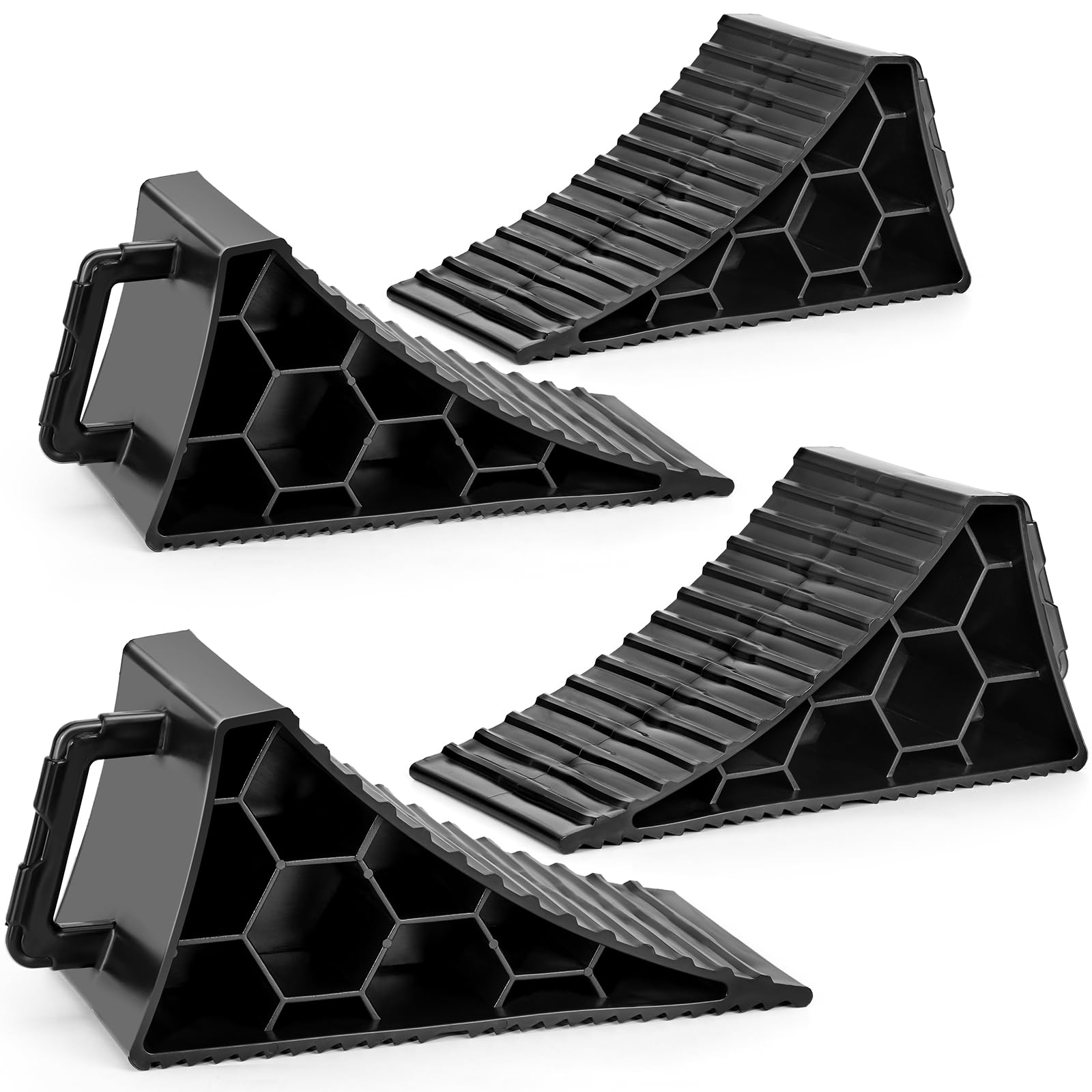 thumbnail image 2 of 4 Pack Heavy Duty Solid Wheel Chocks - For Truck, RV, Camper, Trailer, Car 2 of 5