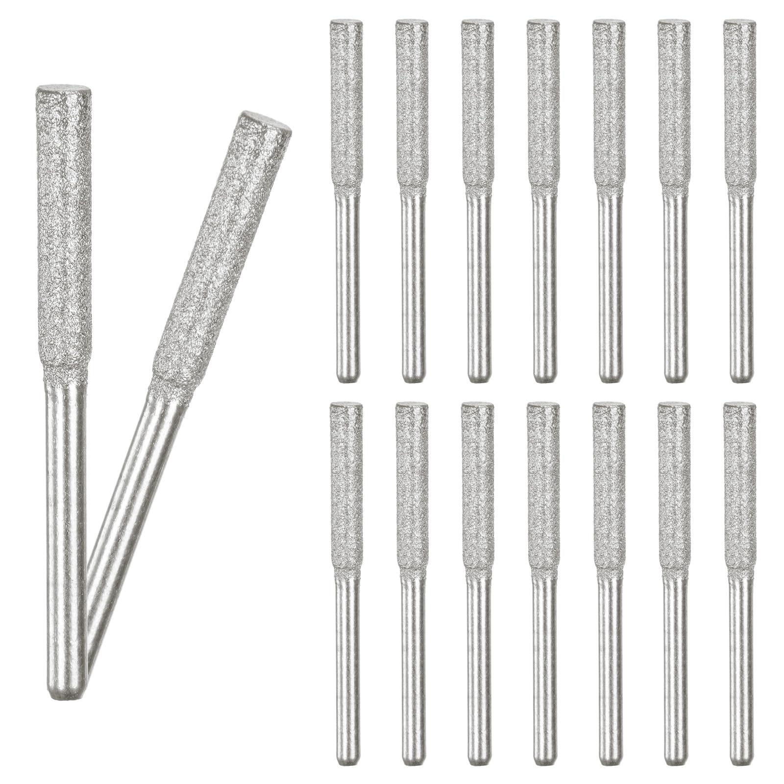 M METERXITY 16-Pack 5/32 Inch Titanium Plated Diamond Chainsaw Sharpener, High Hardness Grinding Stone Chainsaw Sharpening Kit for Electric Chainsaw Sharpener/Stone Carvings [3mm Silver]