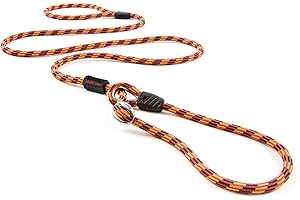 EzyDog Luca Slip Lead Dog Leash – Dual Function Premium Heavy Duty Rope Leash for Dogs That Pull – Slip Leash & Gentle Lead Head Halter, for Medium and Large Dogs (5.5ft x .33”, Orange)