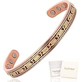 Fashtour Handcrafted Copper Bracelet for Men Women, Magnetic Copper Bracelet with Twisted Design, Adjustable