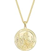 WIOY St. Christopher Medal Necklace 925 Sterling Silver, Saint Christopher Pendant Necklace for Men Women