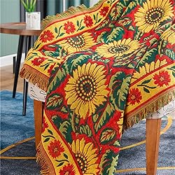 JIABOLANG Red Sunflower Throw Blanket with Fringe