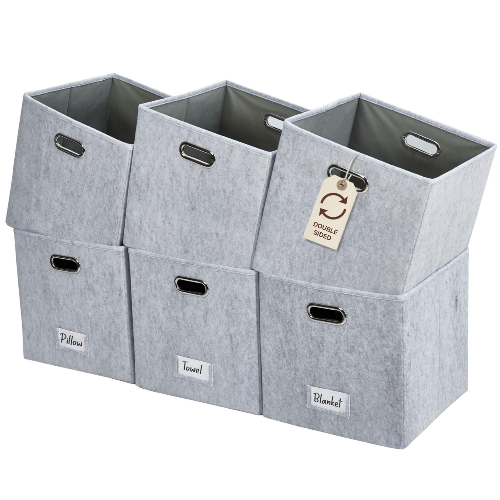 Photo 1 of DECOMOMO Felt Storage Bins, 13 inch Cube Storage Bins with Labels for Organization (Cube 13" / 6pcs, Silver Grey)